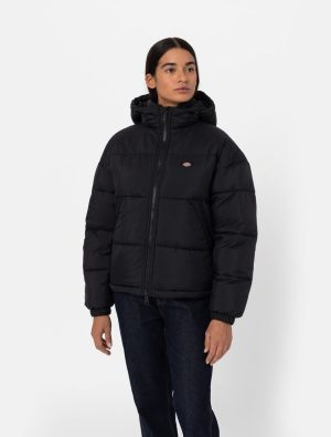 پافر زنانه کلاه دار دیکیز مدل Alatna Oversized Puffer Jacket مشکی