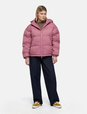 پافر زنانه کلاه دار دیکیز مدل Alatna Oversized Puffer Jacket صورتی - Image 6