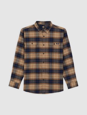 پیراهن دیکیز مدل Flex Flannel L/S کرم سورمه ای